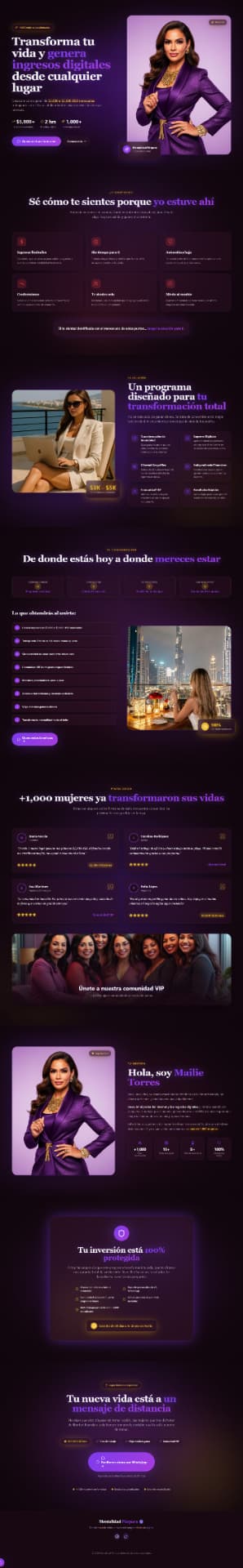 Captura de la landing page Mentalidad Púrpura